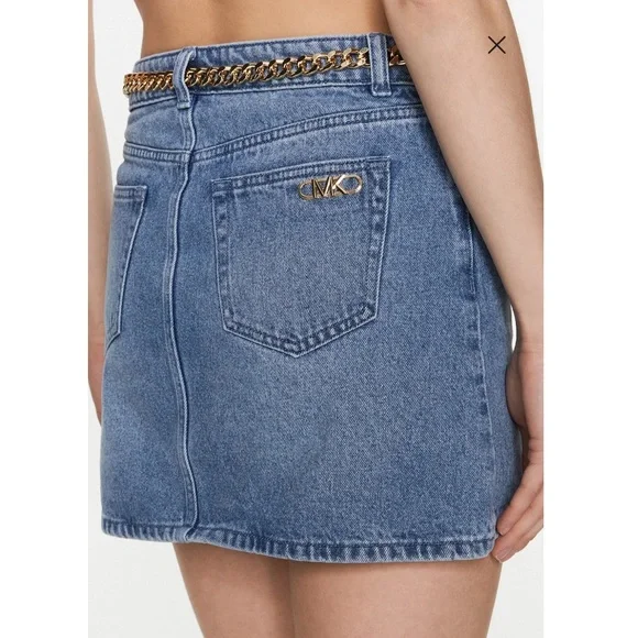 Michael Kors Denim Mini Skirt - Angel Blue Wash Size 8 New w/Tag Retail $195